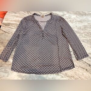H&M Black White Geometric Print Long Sleeve Top Size Medium